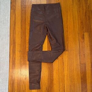 Women's Brown Leather Leggings